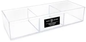 Large 3-Compartment Acrylic Stackable Organizer (12.9" L x 5" W x 2.7" H), Multi-Sectional Tray & Storage Solution for Makeup, Craft Supplies, Bathroom, Kitchen, Office (Clear) Large 3-Compartment Acrylic Stackable Organizer (12.9" L x 5" W x 2.7" H), Multi-Sectional Tray & Storage Solution for Makeup, Craft Supplies, Bathroom, Kitchen, Office (Clear)