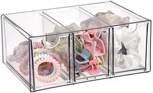 Makeup Drawer Organizer with 3 Drawers Plastic Drawer Organizer Box for Cosmetics Hair Accessories Clear Stackable Storage Drawers for Bathroom Vanity Makeup Drawer Organizer with 3 Drawers Plastic Drawer Organizer Box for Cosmetics Hair Accessories Clear Stackable Storage Drawers for Bathroom Vanity