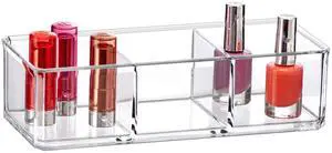 - Glamour - Acrylic 3-Compartment Makeup Organizer, Transparent Plastic Lipstick Holder, Perfect Bathroom Vanity Storage Solution for Lipsticks, Nail Polishes, and More - Glamour - Acrylic 3-Compartment Makeup Organizer, Transparent Plastic Lipstick Holder, Perfect Bathroom Vanity Storage Solution for Lipsticks, Nail Polishes, and More