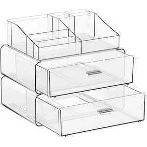 3 Tier Clear Acrylic Makeup Organizers with Drawers,Tiered Countertop Make up Storage Organizer for Dresser Top and Bathroom Vanity,Plastic Makeup Stand for Brush,Skincare,Beauty Organizers 3 Tier Clear Acrylic Makeup Organizers with Drawers,Tiered Countertop Make up Storage Organizer for Dresser Top and Bathroom Vanity,Plastic Makeup Stand for Brush,Skincare,Beauty Organizers