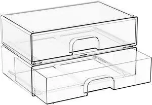 2 Pack Acrylic Drawer Organizer,12.2''W Clear Stackable Storage Drawers,Acrylic Boxes for Storage Makeup Palettes,Cosmetics,Pull Out Bathroom Storage Bins for Hair Products,Medicine Cabinet Organizer 2 Pack Acrylic Drawer Organizer,12.2''W Clear Stackable Storage Drawers,Acrylic Boxes for Storage Makeup Palettes,Cosmetics,Pull Out Bathroom Storage Bins for Hair Products,Medicine Cabinet Organizer