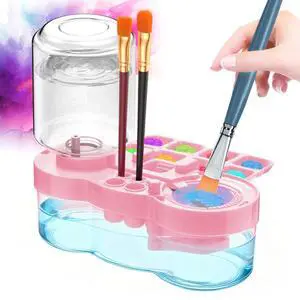 2026 Upgraded Paint Brush Cleaner, Kids Painting Station with Brush Washer, Water Cycle Watercolor Rinser Dispenser with Holder and Palette, Art Supplies Cleaning System for Children Adults(Pink) 2026 Upgraded Paint Brush Cleaner, Kids Painting Station with Brush Washer, Water Cycle Watercolor Rinser Dispenser with Holder and Palette, Art Supplies Cleaning System for Children Adults(Pink)