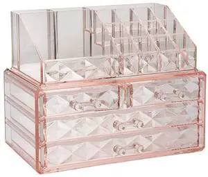 Stackable cosmetic organizer with drawers, easy to organize cosmetic products accessories Suitable for vanity, toilet, bathroom and bedroom organization and storage Stackable cosmetic organizer with drawers, easy to organize cosmetic products accessories Suitable for vanity, toilet, bathroom and bedroom organization and storage