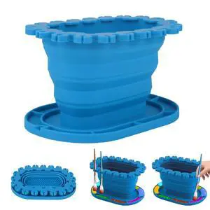 Paint Brush Cleaner Rinse Cup, Soft Silicone Foldable Painting Brush Holder Cleaner for Acrylic Watercolor Water-Based Paint Practical Tools for Classroom Fine Art Studio(Blue) Paint Brush Cleaner Rinse Cup, Soft Silicone Foldable Painting Brush Holder Cleaner for Acrylic Watercolor Water-Based Paint Practical Tools for Classroom Fine Art Studio(Blue)