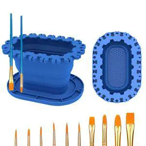 Paint Brush Cleaner Rinse Cup (All-in-One), Foldable Brushes Holder & Brush Cleaning Cup for Acrylic, Watercolor, and Water-Based Mediums, for Fine Art, Studio, Classroom(Blue) Paint Brush Cleaner Rinse Cup (All-in-One), Foldable Brushes Holder & Brush Cleaning Cup for Acrylic, Watercolor, and Water-Based Mediums, for Fine Art, Studio, Classroom(Blue)