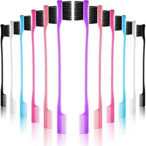 12 Pieces Hair Edge Brushes Double Sided Edge Hair Comb Natural Styling Eyebrow Combs, Smooth Grooming for Women (Multi Colors,Solid Style) 12 Pieces Hair Edge Brushes Double Sided Edge Hair Comb Natural Styling Eyebrow Combs, Smooth Grooming for Women (Multi Colors,Solid Style)