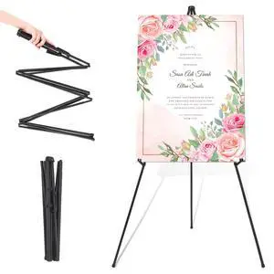 Easel Stand for Wedding Sign & Poster 63'' Easels for Display Portable Art Easel for Floor Adjustable Metal Easel Black Easel Stand for Wedding Sign & Poster 63'' Easels for Display Portable Art Easel for Floor Adjustable Metal Easel Black