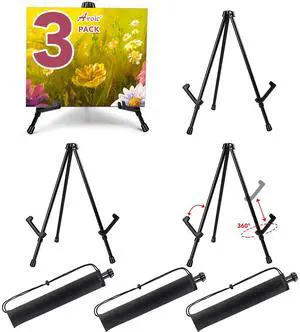3 Pack 14'' Tabletop Easels, Black Steel Table Top Easels for Display, Adjustable Portable Table Top Easel for Paintings, Signs, Posters,Frame Pictures(with 3 Bags) 3 Pack 14'' Tabletop Easels, Black Steel Table Top Easels for Display, Adjustable Portable Table Top Easel for Paintings, Signs, Posters,Frame Pictures(with 3 Bags)