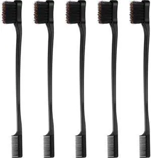 5 Pieces Hair Edge Brush Bulk Double Sided Control Hair Brush Comb Combo Pack Smooth Comb Grooming (Black) 5 Pieces Hair Edge Brush Bulk Double Sided Control Hair Brush Comb Combo Pack Smooth Comb Grooming (Black)