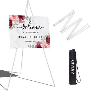 63" Easel Stand for Wedding Signs, Posters, Portable Artist Easel for Painting Canvas, Tripod for Home and Office, Supports 5 lbs-White 1/Pack 63" Easel Stand for Wedding Signs, Posters, Portable Artist Easel for Painting Canvas, Tripod for Home and Office, Supports 5 lbs-White 1/Pack