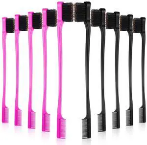 10 Double Sided Edge Control Hair Edge Brush and Comb Combo Pack, Smooth Grooming for Women and Girls(Rose and Black) 10 Double Sided Edge Control Hair Edge Brush and Comb Combo Pack, Smooth Grooming for Women and Girls(Rose and Black)