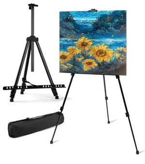 Art Painting Artist Easel Stand, Portable Adjustable Easels with Carry Bag,Tripod Display Easel Height from 17 to 63 Inch for Table-Top/Floor Displaying and Wedding Signs, Black Art Painting Artist Easel Stand, Portable Adjustable Easels with Carry Bag,Tripod Display Easel Height from 17 to 63 Inch for Table-Top/Floor Displaying and Wedding Signs, Black