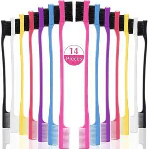 14 Pcs Hair Edge Brush Bulk Double Sided Edge Control Eyebrow Brush Black Hair Comb Smooth Grooming for Women, 7 Colors 14 Pcs Hair Edge Brush Bulk Double Sided Edge Control Eyebrow Brush Black Hair Comb Smooth Grooming for Women, 7 Colors
