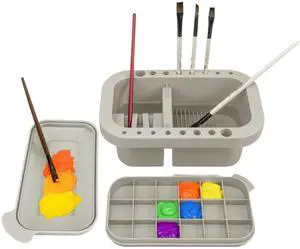 Paint Brush Cleaner, Paint Brush Holder and Organizers with Palette for Acrylic, Watercolor, and Water-Based Paints (Grey) Paint Brush Cleaner, Paint Brush Holder and Organizers with Palette for Acrylic, Watercolor, and Water-Based Paints (Grey)