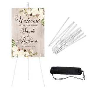 1PCS White Easel Stand for Wedding Sign Stand, 66 Inches Lightweight Adjustable Art Poster Board Stand for Display Wedding Welcome Sign, Metal Easel Stand for Painting with Portable Bag 1PCS White Easel Stand for Wedding Sign Stand, 66 Inches Lightweight Adjustable Art Poster Board Stand for Display Wedding Welcome Sign, Metal Easel Stand for Painting with Portable Bag