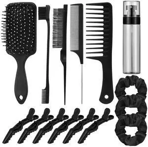 15 Pcs Slick Back Hair Brush Set, Bristle Comb with Spray Bottle,Hair Clip,Edge Brush for Women, Men (Black) 15 Pcs Slick Back Hair Brush Set, Bristle Comb with Spray Bottle,Hair Clip,Edge Brush for Women, Men (Black)