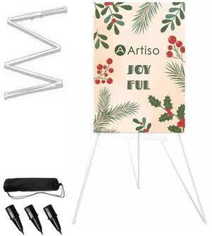 Display Easel Stand for Sign, Lightweight Tripod with Bag, Portable Adjustable Artist Easels for Outdoor Painting Posters/Canvas/Wedding, 1PC White Display Easel Stand for Sign, Lightweight Tripod with Bag, Portable Adjustable Artist Easels for Outdoor Painting Posters/Canvas/Wedding, 1PC White
