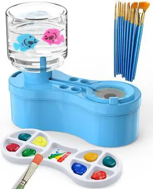 Paint Brush Cleaners, with Paint Palette and Brush Holder for Watercolor/Oil Acrylic and Water-Based Paints, Portable Paint Station & Rinsing Tool,Gift for Kids/Adults/Artist/Beginners Blue Paint Brush Cleaners, with Paint Palette and Brush Holder for Watercolor/Oil Acrylic and Water-Based Paints, Portable Paint Station & Rinsing Tool,Gift for Kids/Adults/Artist/Beginners Blue