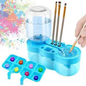 Paint Brush Cleaner for Kids Water Circulation Paint Brush with Drain Paint Water Dispenser with Palette Brush Holder Paint Brush Washer for Acrylic Painting Watercolor Art Supplies(blue) Paint Brush Cleaner for Kids Water Circulation Paint Brush with Drain Paint Water Dispenser with Palette Brush Holder Paint Brush Washer for Acrylic Painting Watercolor Art Supplies(blue)