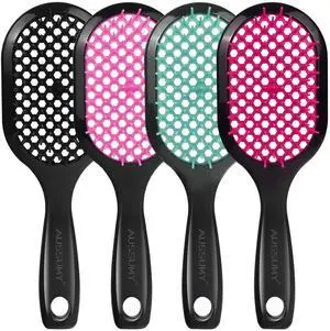 4 Pack Vented Detangling Hair Brush - Detangler Hairbrush with Soft Bristles for Effortless Tangle Free - Ideal for Wet Dry or Curly Damaged Hair for Women Men Kids 4 Pack Vented Detangling Hair Brush - Detangler Hairbrush with Soft Bristles for Effortless Tangle Free - Ideal for Wet Dry or Curly Damaged Hair for Women Men Kids