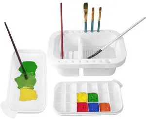 Paint Brush Cleaner, Paint Brush Holder and Organizers with Palette for Acrylic, Watercolor, and Water-Based Paints (White) Paint Brush Cleaner, Paint Brush Holder and Organizers with Palette for Acrylic, Watercolor, and Water-Based Paints (White)