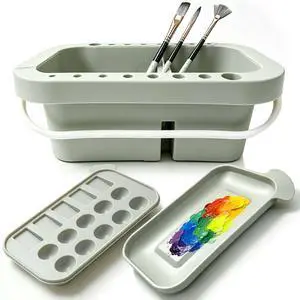 Paint Brush Cleaner - Paint Brush Holder with Palette and Handle, Paint Brush Holder & Organizer, Rinser & Storage for Acrylic, Watercolor & Water-Based Paints, Art Supply Washer with Trays Paint Brush Cleaner - Paint Brush Holder with Palette and Handle, Paint Brush Holder & Organizer, Rinser & Storage for Acrylic, Watercolor & Water-Based Paints, Art Supply Washer with Trays