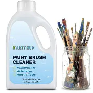 Brush Cleaner, 32 fl oz Paint Brush Cleaner for Acrylic & Water-Based Paints, Gentle Cleaning Solution for Paintbrushes, Airbrushes, and Art Tools Brush Cleaner, 32 fl oz Paint Brush Cleaner for Acrylic & Water-Based Paints, Gentle Cleaning Solution for Paintbrushes, Airbrushes, and Art Tools