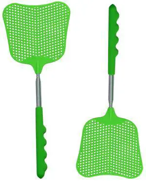 Fly Swatters 2 Pack Green, Durable Telescopic Stainless Steel Handle, Heavy Duty Upgraded Plastic Fly Swatter Set for Indoor Outdoor Home Hiking Camping Garden Fly Swatters 2 Pack Green, Durable Telescopic Stainless Steel Handle, Heavy Duty Upgraded Plastic Fly Swatter Set for Indoor Outdoor Home Hiking Camping Garden