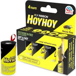 Fly Ribbon 4 Traps (1 Pack) - Multi-Insect Catcher for Home & Garden, Super Sticky, Long Lasting Fly Ribbon 4 Traps (1 Pack) - Multi-Insect Catcher for Home & Garden, Super Sticky, Long Lasting