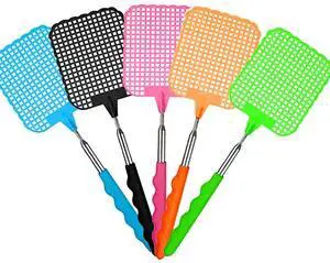 CUNYA 5 Pcs Extendable Fly Swatter Heavy Duty, Manual Swat Pest Control with Stainless Steel Adjustable Handle, Lightweight Durable Telescopic Fly Swatters CUNYA 5 Pcs Extendable Fly Swatter Heavy Duty, Manual Swat Pest Control with Stainless Steel Adjustable Handle, Lightweight Durable Telescopic Fly Swatters