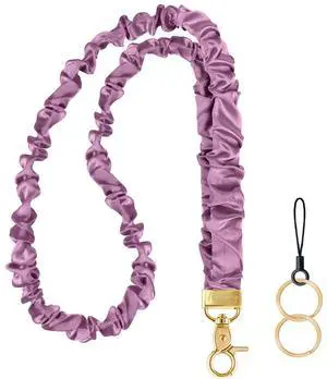 Scrunchie Teacher Lanyards for ID Badges Keys, Cute Long Neck Key Lanyard Straps for Women Card Holder Keychain WalletSmoky Violet Scrunchie Teacher Lanyards for ID Badges Keys, Cute Long Neck Key Lanyard Straps for Women Card Holder Keychain WalletSmoky Violet