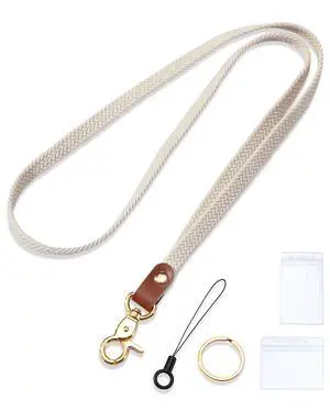 Teachers Stretchy Lanyard for Keys ID Badges with Waterproof ID Card Holders Thin Cute Long Neck Lanyard for Women Men Wallet Phone(Beige) Teachers Stretchy Lanyard for Keys ID Badges with Waterproof ID Card Holders Thin Cute Long Neck Lanyard for Women Men Wallet Phone(Beige)