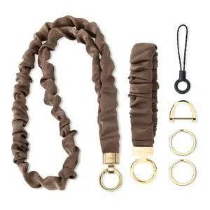 Brown Satin Lanyard and Wristlet Keychain Set for ID Badges Brown Satin Lanyard and Wristlet Keychain Set for ID Badges
