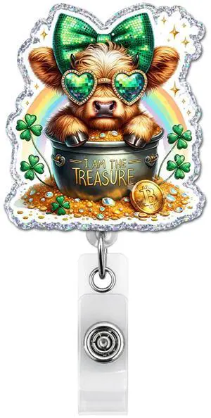 St Patricks Day Cow Badge Reel - Highland Cow Badge Holder Retractable for Nurse Doctor Teacher Nursing Student Police Worker Office Staff ID Card Decor St Patricks Day Cow Badge Reel - Highland Cow Badge Holder Retractable for Nurse Doctor Teacher Nursing Student Police Worker Office Staff ID Card Decor