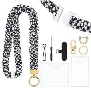 Scrunchie Lanyard, Cute Lanyards for ID Badges, Teacher Lanyard with ID Holder, Stretchy Lanyards for Teachers & Women, Lanyards for Keys, Black & White Checkered Keychain Lanyard Scrunchie Lanyard, Cute Lanyards for ID Badges, Teacher Lanyard with ID Holder, Stretchy Lanyards for Teachers & Women, Lanyards for Keys, Black & White Checkered Keychain Lanyard