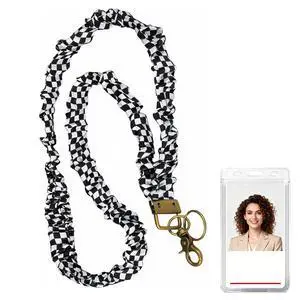 Stretchy Scrunchie Lanyard for ID Badges and Keys, Cute Checkered Neck Lanyard forTeachers Busy Women Nurses Students Office Staff,Nurse Essentials,TeacherFather Day,Graduation Gift Stretchy Scrunchie Lanyard for ID Badges and Keys, Cute Checkered Neck Lanyard forTeachers Busy Women Nurses Students Office Staff,Nurse Essentials,TeacherFather Day,Graduation Gift