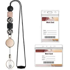 Retractable Lanyards for ID Badges and Keys, Cute Silicone Beaded Breakaway Teacher Lanyard with ID Holder for Women, Nurses, Office, School Retractable Lanyards for ID Badges and Keys, Cute Silicone Beaded Breakaway Teacher Lanyard with ID Holder for Women, Nurses, Office, School