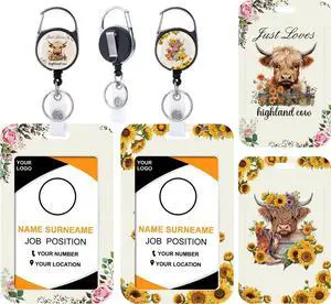 Highland Cow Retractable Badge Holder - 2PCS Sunflower Highland Cow ID Badge Holders Reel Floral Carabiner Clip Retractable ID Name Tag Card Keychain Accessories for Women Teachers Nurse Office Gifts Highland Cow Retractable Badge Holder - 2PCS Sunflower Highland Cow ID Badge Holders Reel Floral Carabiner Clip Retractable ID Name Tag Card Keychain Accessories for Women Teachers Nurse Office Gifts