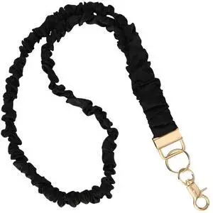Stretchy Scrunchie Lanyard for ID Badges Keys, Teacher Neck Lanyard with Secure Clip Soft Elastic Keychain Card Holder for Women Nurse Doctor (Black) Stretchy Scrunchie Lanyard for ID Badges Keys, Teacher Neck Lanyard with Secure Clip Soft Elastic Keychain Card Holder for Women Nurse Doctor (Black)
