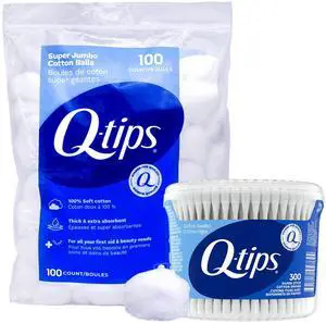 Cotton Swabs 300 Count Vanity Tub + Super Jumbo Cotton Balls 100 Count for Home, First Aid and Beauty, Natural Cotton Swabs 300 Count Vanity Tub + Super Jumbo Cotton Balls 100 Count for Home, First Aid and Beauty, Natural