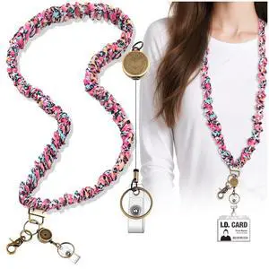 Scrunchie Lanyard Teacher for Id Badges Keys with Retractable Badge Reel Cute Teacher Lanyard for Women Black Nurse Stretchy Lanyards Key Lanyards with Clip Teachers Nurse Gifts Office Accessories-A Scrunchie Lanyard Teacher for Id Badges Keys with Retractable Badge Reel Cute Teacher Lanyard for Women Black Nurse Stretchy Lanyards Key Lanyards with Clip Teachers Nurse Gifts Office Accessories-A