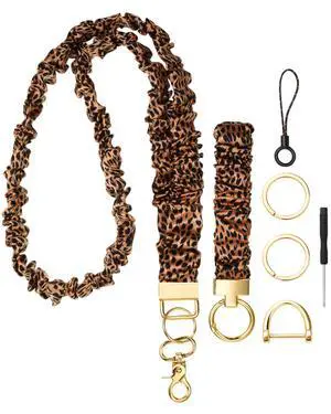 2 Pcs Stretchy Scrunchie Teacher Lanyard for ID Badges Cute Wristlet Retractable Keychain Car Keys Holder for Women(Polka Dots,Brown) 2 Pcs Stretchy Scrunchie Teacher Lanyard for ID Badges Cute Wristlet Retractable Keychain Car Keys Holder for Women(Polka Dots,Brown)