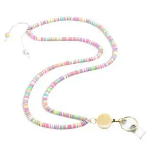 Retractable Beaded Teacher Lanyard for Women with Id Holder Badge Reel Cute Lanyards for Id Badges Cruise Ship Cards Keys, Boho Candy Pink Retractable Beaded Teacher Lanyard for Women with Id Holder Badge Reel Cute Lanyards for Id Badges Cruise Ship Cards Keys, Boho Candy Pink
