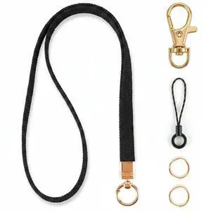 Stretchy Lanyards for ID Badges, Teacher Lanyard for Keys, Long Neck Cute Keychain Lanyard for Women and Men, Black Stretchy Lanyards for ID Badges, Teacher Lanyard for Keys, Long Neck Cute Keychain Lanyard for Women and Men, Black