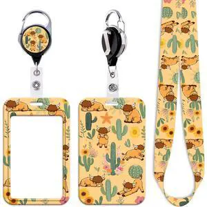 Cute Highland Cow ID Badge Holder Lanyard Retractable Badge Holder Reel Cactus Keychain Lanyard for ID Badges & Keys for Women Men Kids Staff for Name Tag for Work & School ID Card(Yellow) Cute Highland Cow ID Badge Holder Lanyard Retractable Badge Holder Reel Cactus Keychain Lanyard for ID Badges & Keys for Women Men Kids Staff for Name Tag for Work & School ID Card(Yellow)
