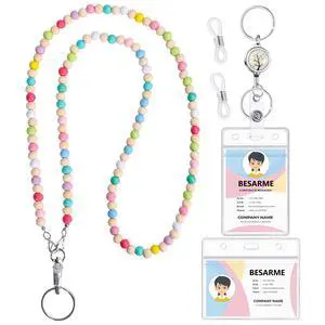 Lanyards for ID Badges Teacher Gifts Cute Wooden Beaded Lanyard with ID Holder Retractable Badge Reel Keys Eyeglass Chains for Women Lanyards for ID Badges Teacher Gifts Cute Wooden Beaded Lanyard with ID Holder Retractable Badge Reel Keys Eyeglass Chains for Women