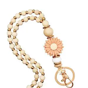 Teacher Badge Holder Cute Wood Beaded Teacher Lanyard for Id Badge or Keychain for Women Teacher Badge Holder Cute Wood Beaded Teacher Lanyard for Id Badge or Keychain for Women