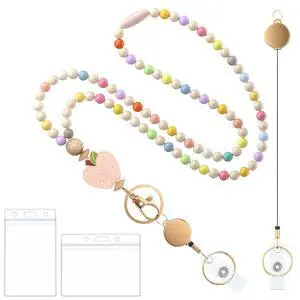 Teacher Lanyard with ID Holder, Badge Lanyards for Women, Wooden Beaded Lanyard, Retractable Breakaway Lanyards for ID Badges and Keys, Cute Keychain Lanyard Teacher Lanyard with ID Holder, Badge Lanyards for Women, Wooden Beaded Lanyard, Retractable Breakaway Lanyards for ID Badges and Keys, Cute Keychain Lanyard