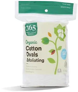 , Organic Cotton Ovals, Exfoliating, 50 Count , Organic Cotton Ovals, Exfoliating, 50 Count