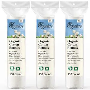 Organic Cotton Rounds for Sensitive Skin, 100% Pure GOTS Certified Organic for Beauty & Personal Care, 300 ct. Organic Cotton Rounds for Sensitive Skin, 100% Pure GOTS Certified Organic for Beauty & Personal Care, 300 ct.